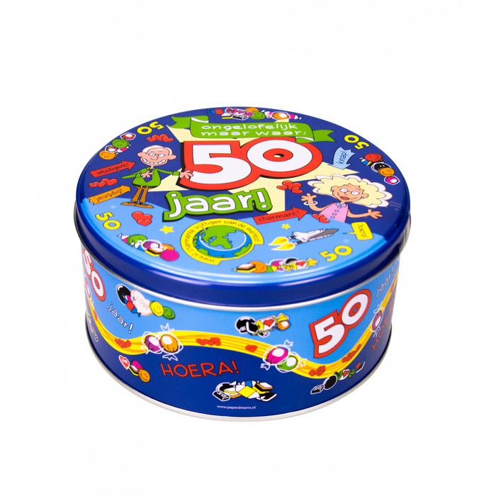 Fyldt slikdåse 50 år og 500 g